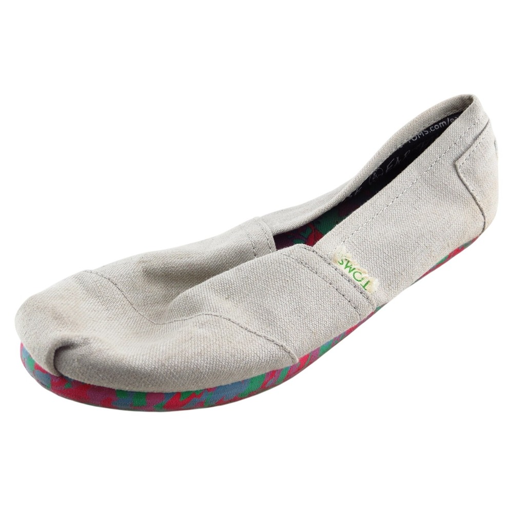 Toms Girls Loafer Shoes Size 4 Gray Fabric Slip On Lightweight Casual Comfort‎